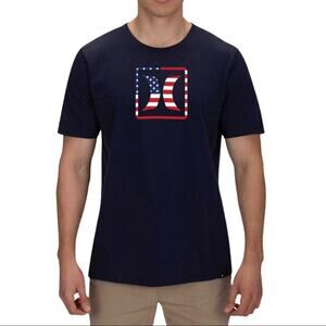 Men’s Hurley Blue USA American Flag Short Sleeve Tee Shirt Small